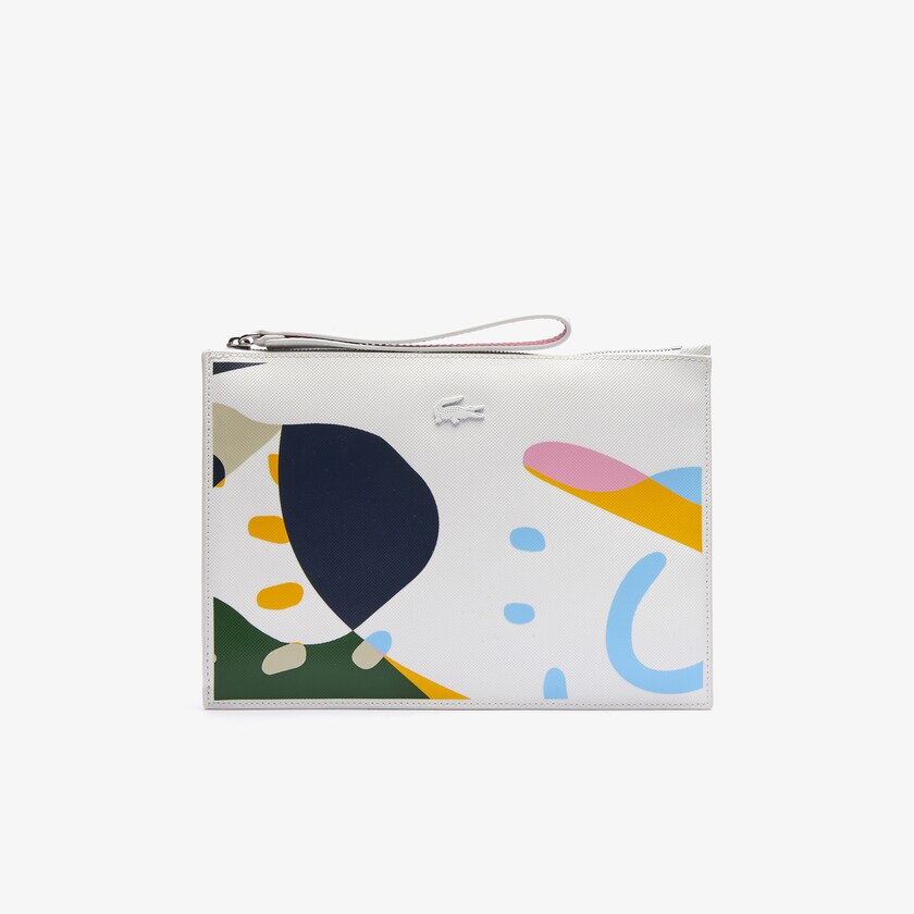 Acessorios Branco Feminino Lacoste Anna Abstract Design Coated Canvas Clutch VB6-22732Q9