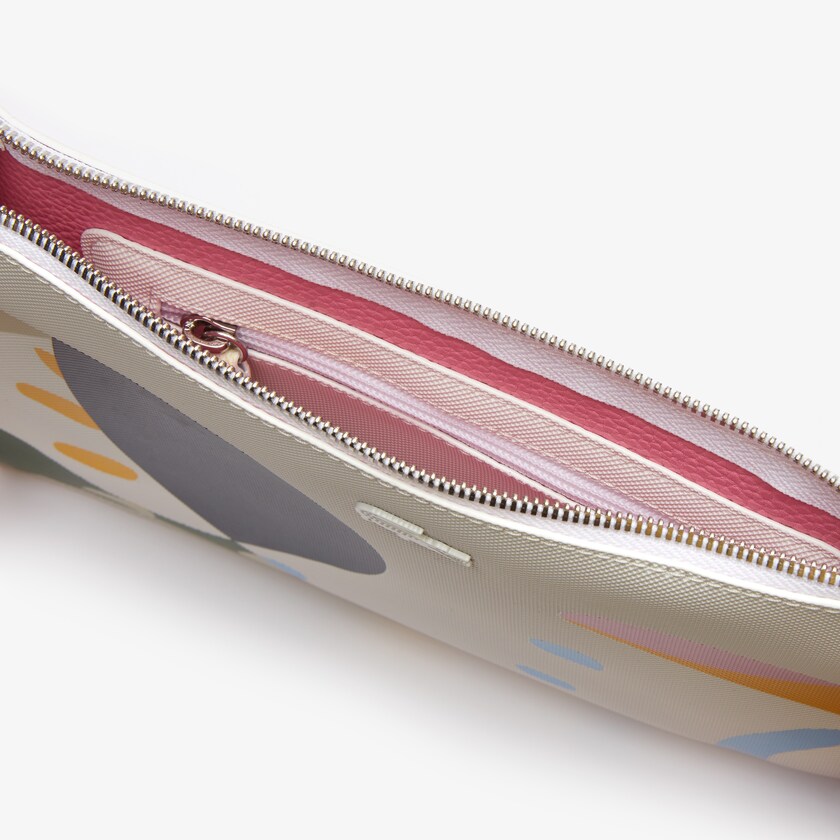 Acessorios Branco Feminino Lacoste Anna Abstract Design Coated Canvas Clutch VB6-22732Q9