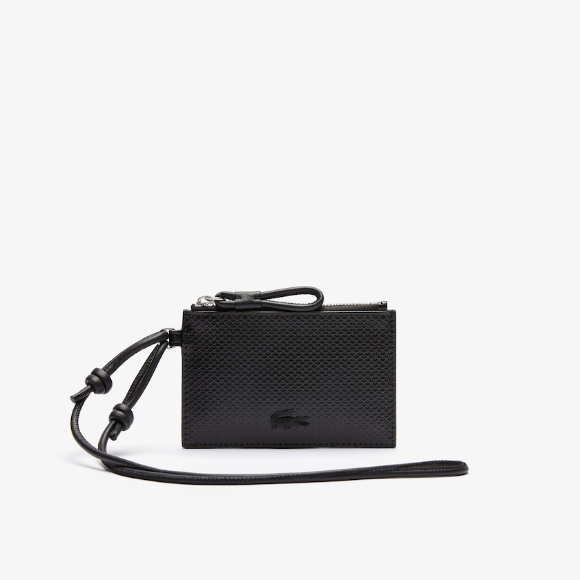 Acessorios Pretas Feminino Lacoste Chantaco Matte Piqué Leather Zip Badge Holder UG0-76537Z0
