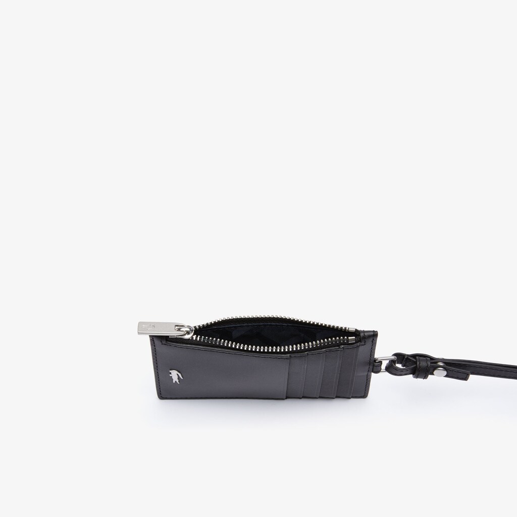 Acessorios Pretas Masculino Lacoste Fitzgerald Leather Neck Strap Zippered Card Holder LV1-32273I7