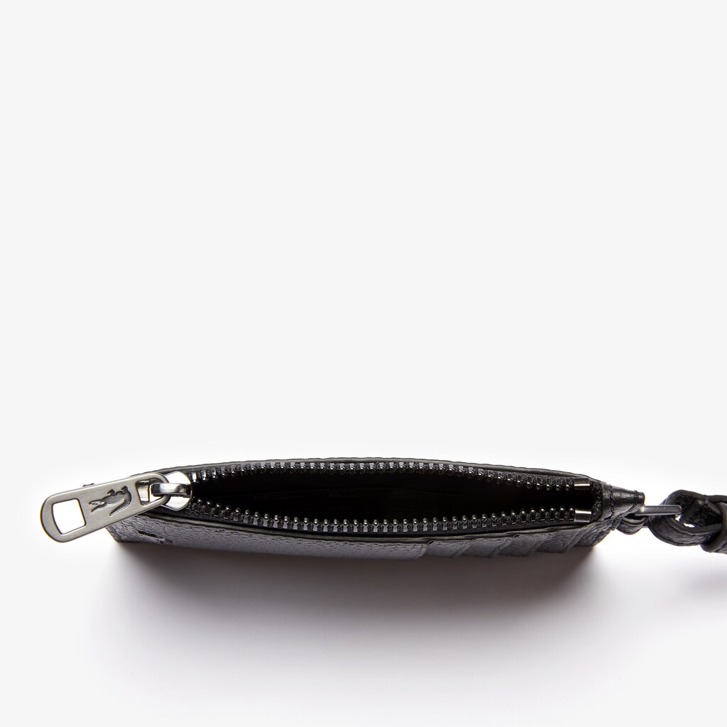 Acessorios Pretas Masculino Lacoste Soft Mate Full-Grain Leather Zippered Badge Holder AB5-44304G7