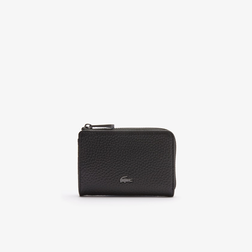 Acessorios Pretas Masculino Lacoste Soft Mate Matte Full-Grain Leather Zippered Card Holder UB0-01900Y4