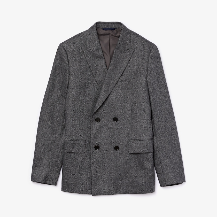 Blazers Cinzentas Cinzentas Masculino Lacoste Double-Breasted Chevron Virgin Wool And Cashmere AQ2-37403E5