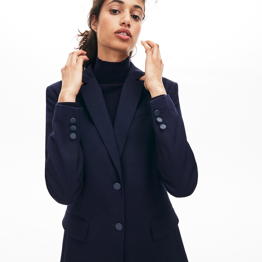 Blazers Azul Marinho Azuis Feminino Lacoste Fitted Stretch Cotton MU8-03270J2