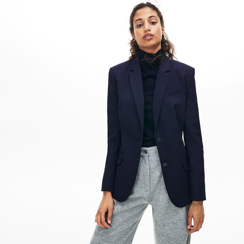 Blazers Azul Marinho Azuis Feminino Lacoste Fitted Stretch Cotton MU8-03270J2