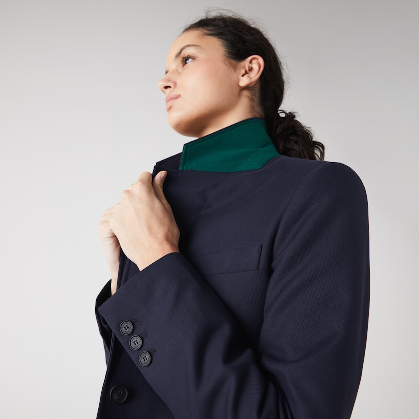 Blazers Azul Marinho Azuis Feminino Lacoste Pocketed Cotton And Wool Straight Fit QH1-83078V5