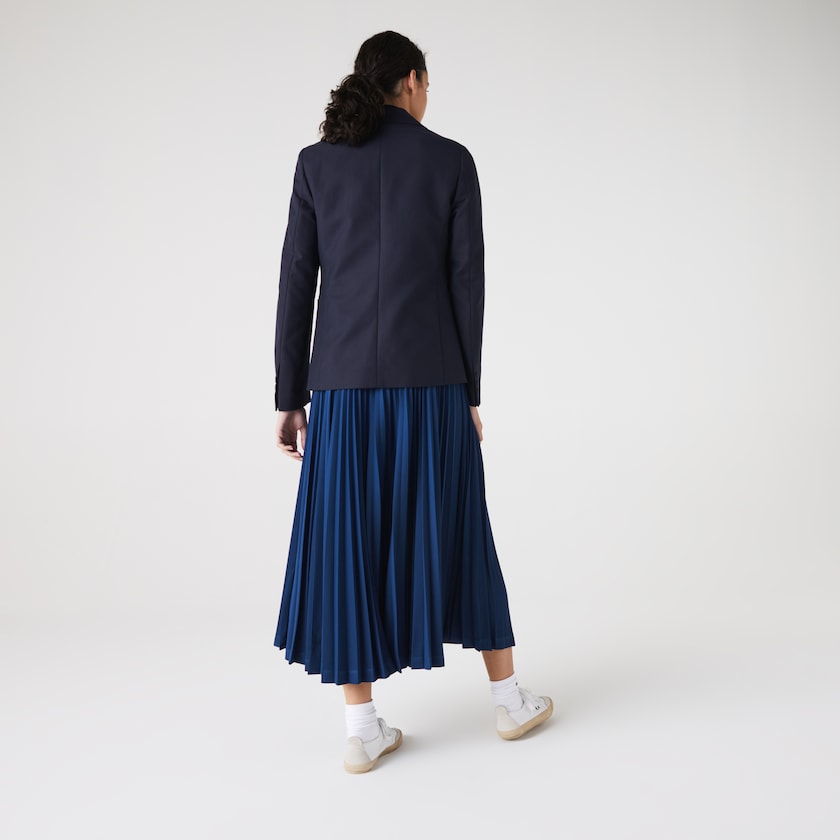 Blazers Azul Marinho Azuis Feminino Lacoste Pocketed Cotton And Wool Straight Fit QH1-83078V5