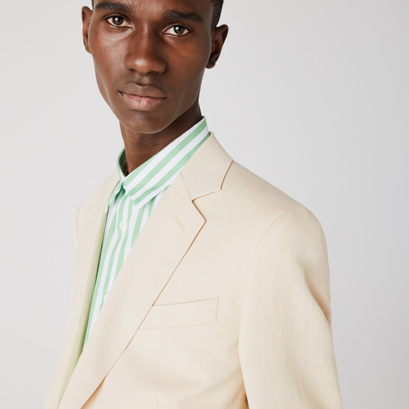 Blazers Bege Masculino Lacoste Straight Fit Cotton-Linen KW2-74307C6