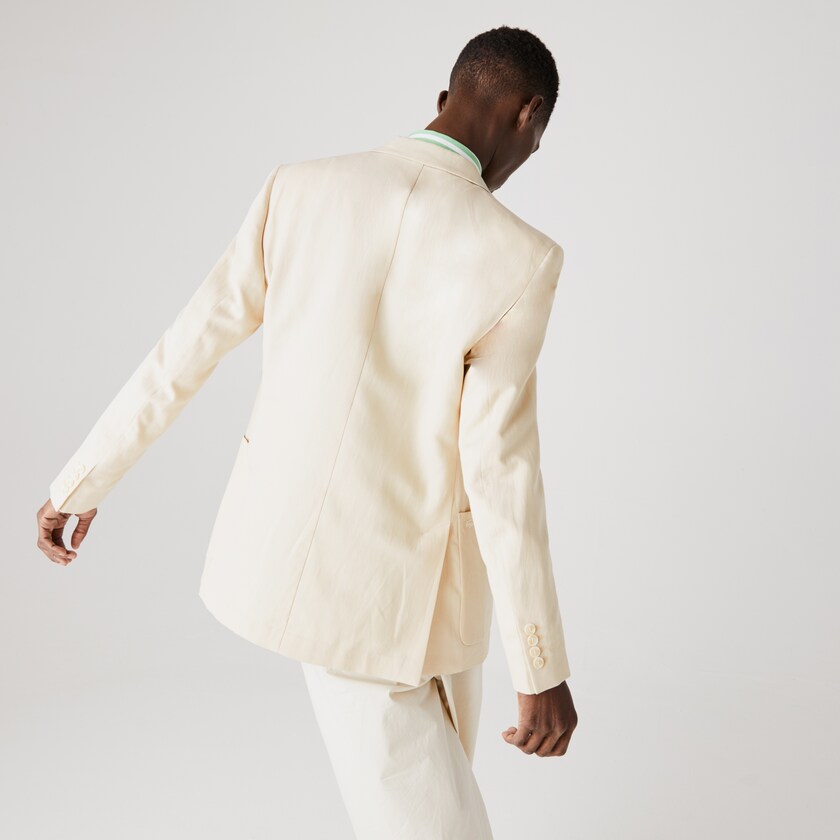 Blazers Bege Masculino Lacoste Straight Fit Cotton-Linen KW2-74307C6