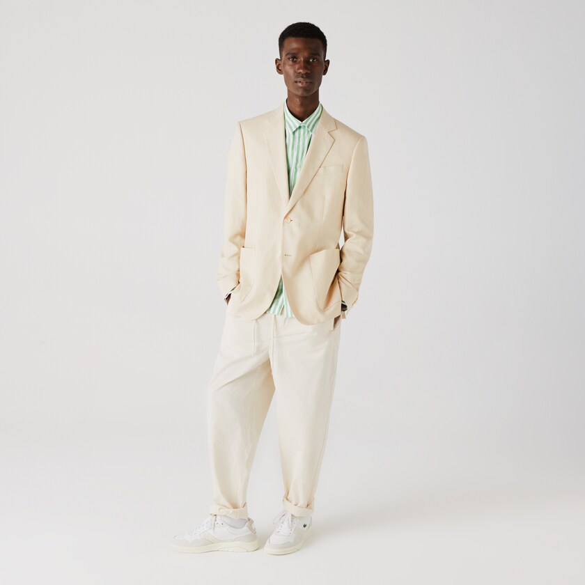 Blazers Bege Masculino Lacoste Straight Fit Cotton-Linen KW2-74307C6