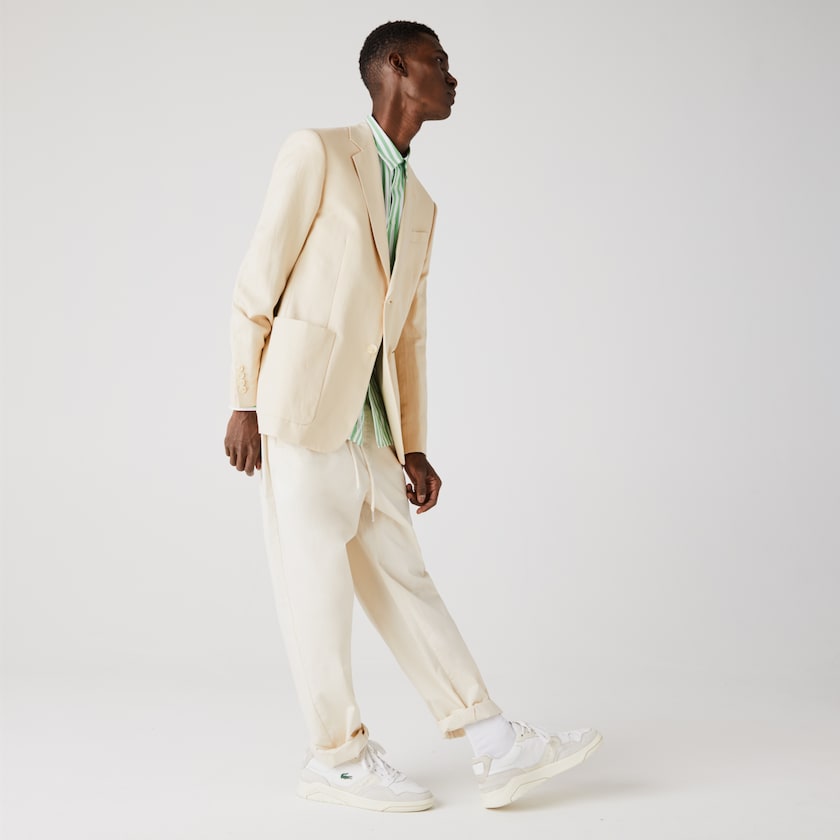 Blazers Bege Masculino Lacoste Straight Fit Cotton-Linen KW2-74307C6