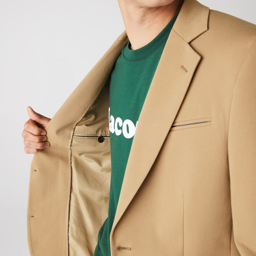 Blazers Bege Masculino Lacoste Stretch Buttoned Straight Fit Cotton ZM6-71857T3