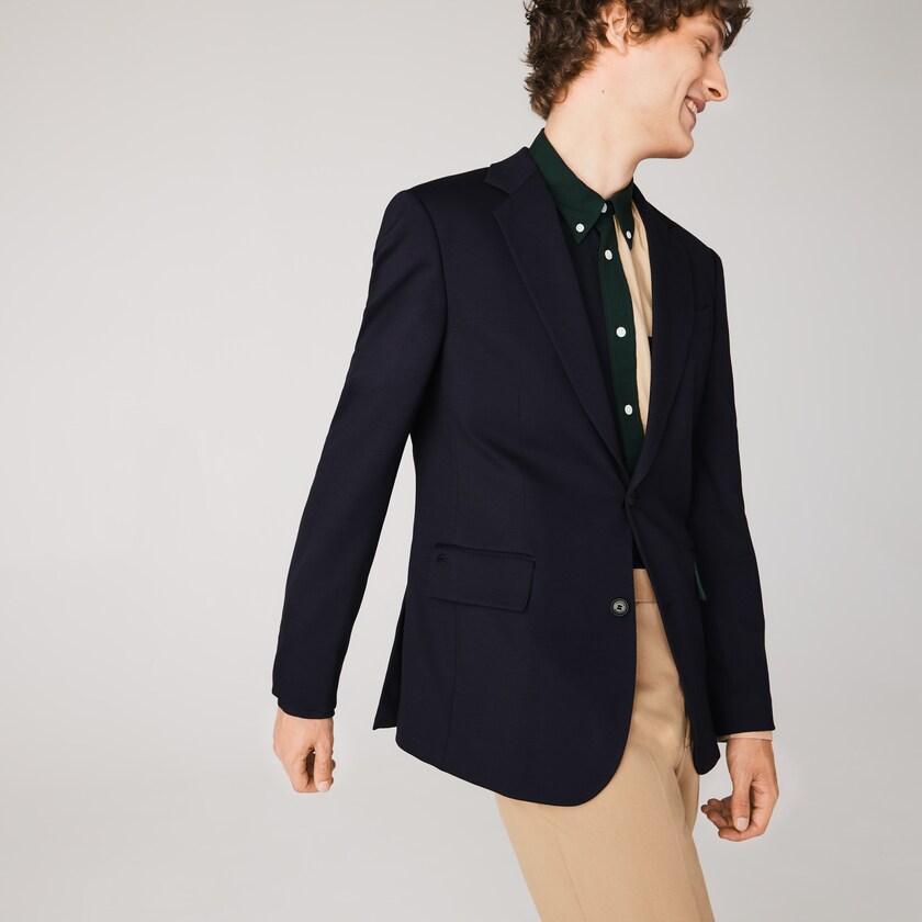 Blazers Azul Marinho Azuis Masculino Lacoste Stretch Buttoned Straight Fit AZ2-45654I2