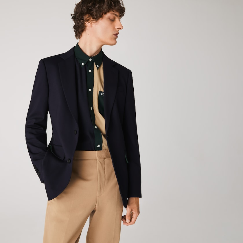 Blazers Azul Marinho Azuis Masculino Lacoste Stretch Buttoned Straight Fit AZ2-45654I2