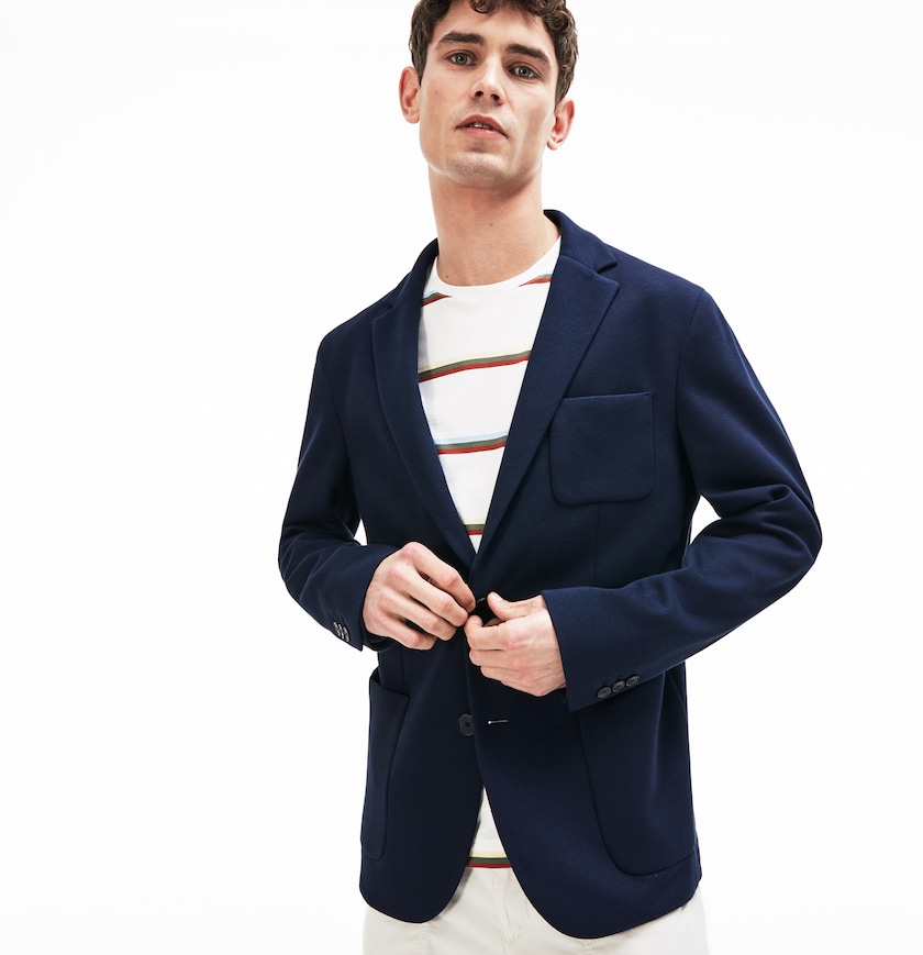 Blazers Azul Marinho Azuis Masculino Lacoste Stretch Cotton Jersey Piqué IG9-90049G2