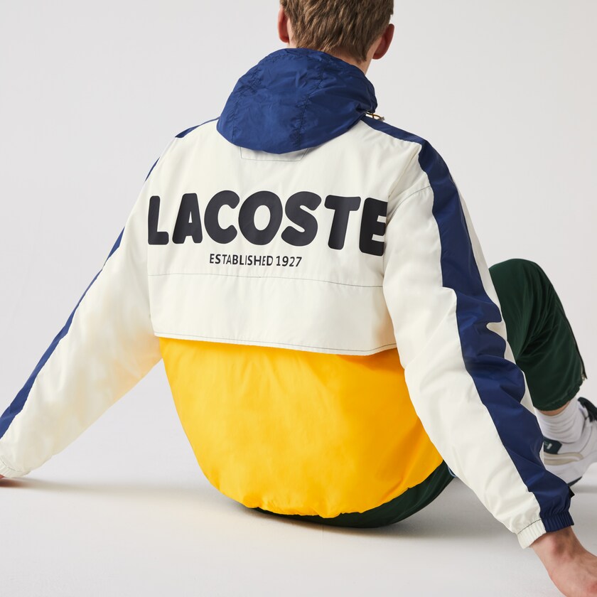 Blusão Branco Masculino Lacoste LIVE Hooded Zippered Colorblock FO4-38183R5