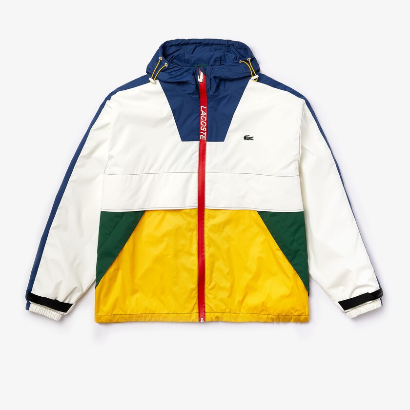 Blusão Branco Masculino Lacoste LIVE Hooded Zippered Colorblock FO4-38183R5