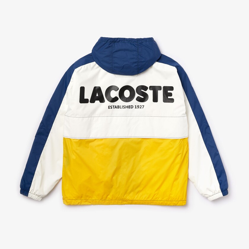 Blusão Branco Masculino Lacoste LIVE Hooded Zippered Colorblock FO4-38183R5