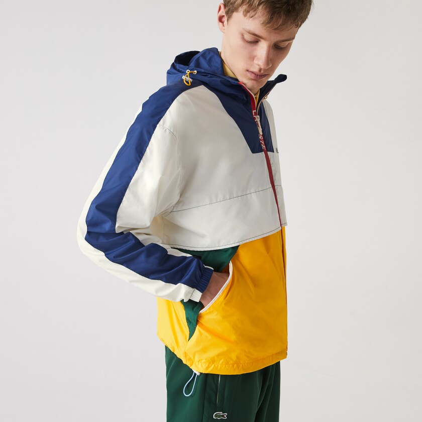 Blusão Branco Masculino Lacoste LIVE Hooded Zippered Colorblock FO4-38183R5