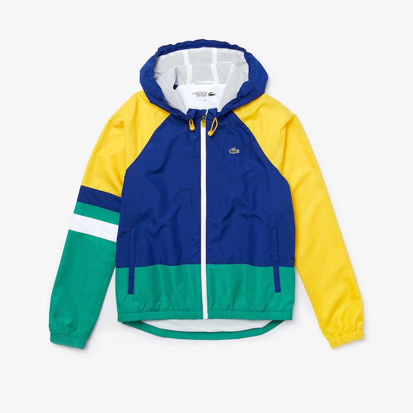 Blusão Azuis Branco Amarelas Verdes Feminino Lacoste SPORT Colorblock Zip Tennis NI2-38973U2