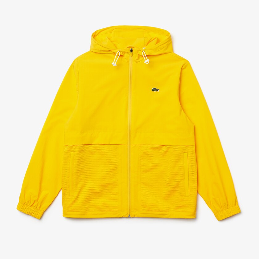 Blusão Amarelas Branco Masculino Lacoste SPORT Hooded Taffeta-Lined NR0-71197F8
