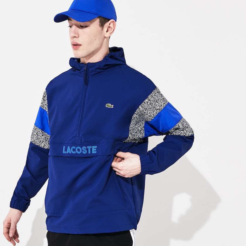 Blusão Azul Marinho Azuis Pretas Branco Azuis Masculino Lacoste SPORT Print-Blocked Performance OM3-78717A5