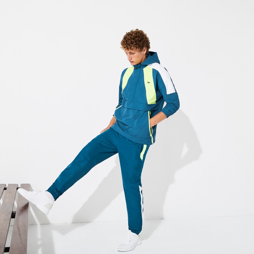 Blusão Azuis Amarelas Branco Masculino Lacoste SPORT Pullover VK8-48554Y5