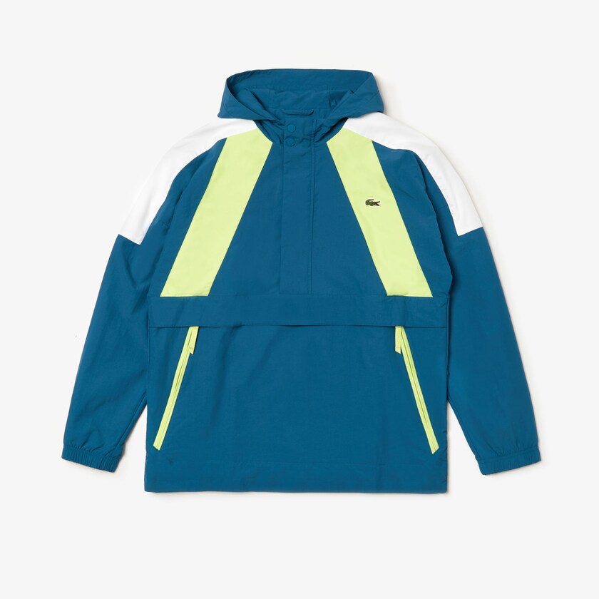 Blusão Azuis Amarelas Branco Masculino Lacoste SPORT Pullover VK8-48554Y5