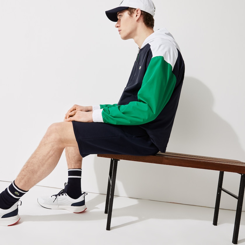 Blusão Azul Marinho Azuis Verdes Branco Masculino Lacoste SPORT Roland Garros Zip-Up JK5-56715J4