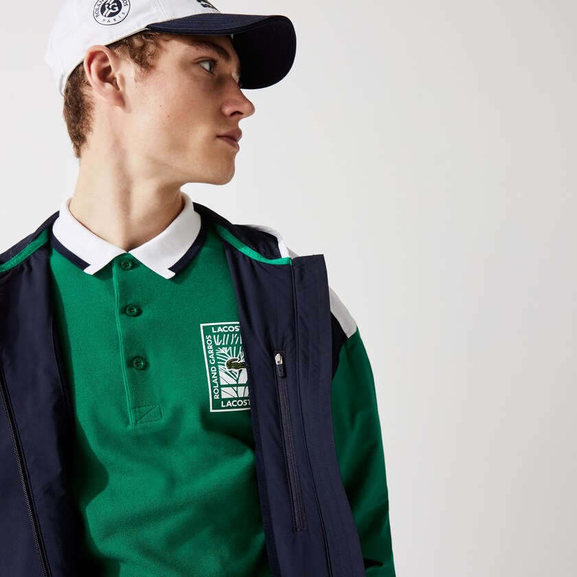 Blusão Azul Marinho Azuis Verdes Branco Masculino Lacoste SPORT Roland Garros Zip-Up JK5-56715J4