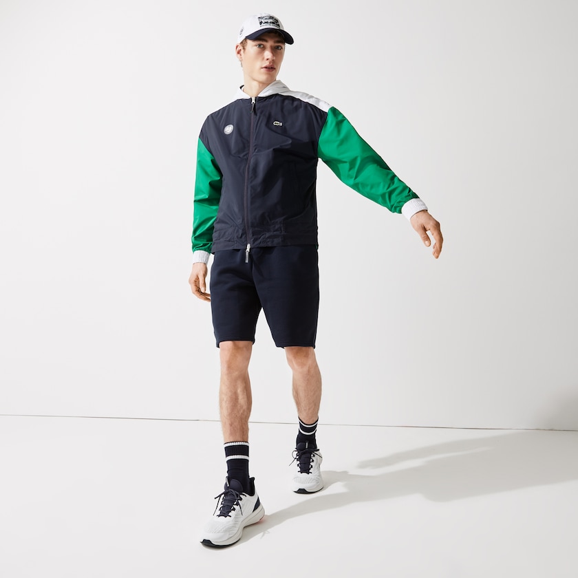 Blusão Azul Marinho Azuis Verdes Branco Masculino Lacoste SPORT Roland Garros Zip-Up JK5-56715J4
