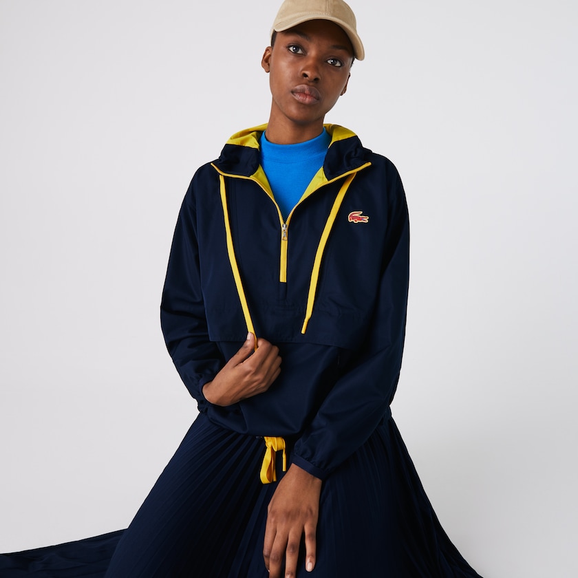 Blusão Azul Marinho Azuis Amarelas Feminino Lacoste SPORT Water-Resistant Pullover IE3-55885G0