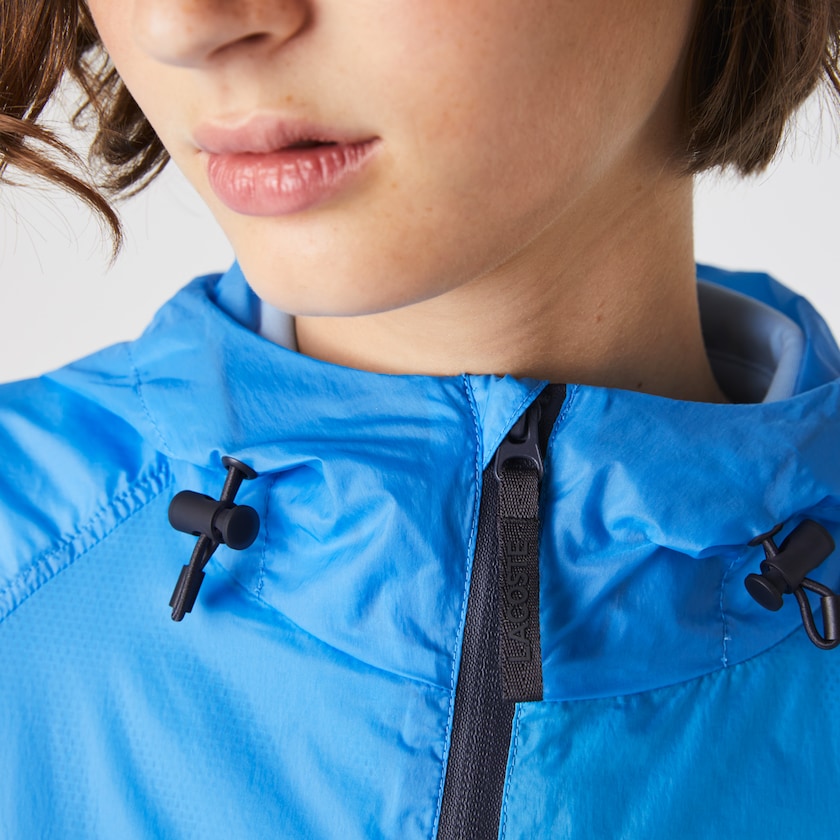 Blusão Azuis Azul Marinho Azuis Feminino Lacoste Zippered Lightweight Transparent Hooded ZP6-95899Y9