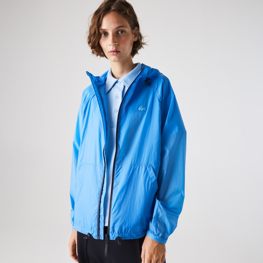 Blusão Azuis Azul Marinho Azuis Feminino Lacoste Zippered Lightweight Transparent Hooded ZP6-95899Y9