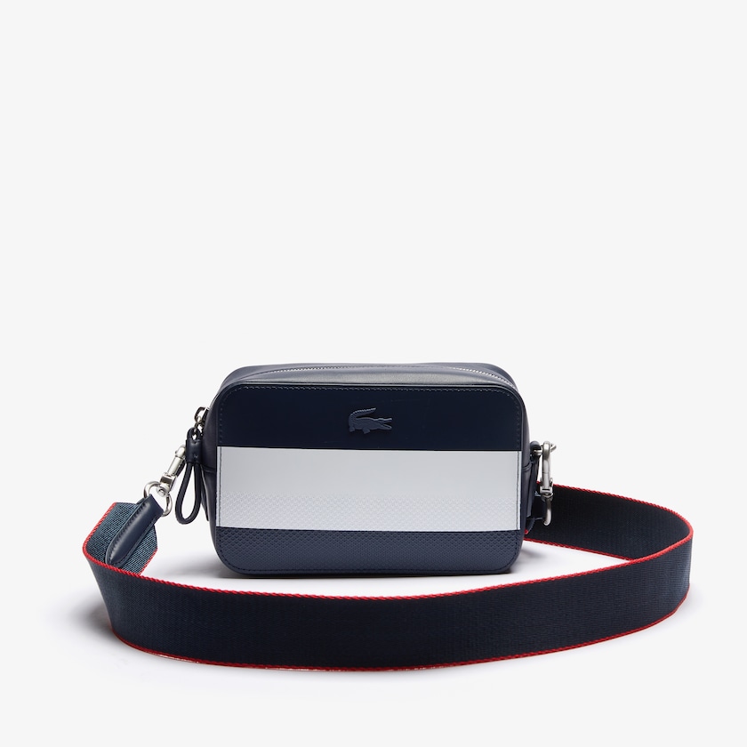Bolsa Tiracolo Azul Marinho Branco Vermelhas Feminino Lacoste Chantaco Colorblock Piqué Leather XQ6-59965B7