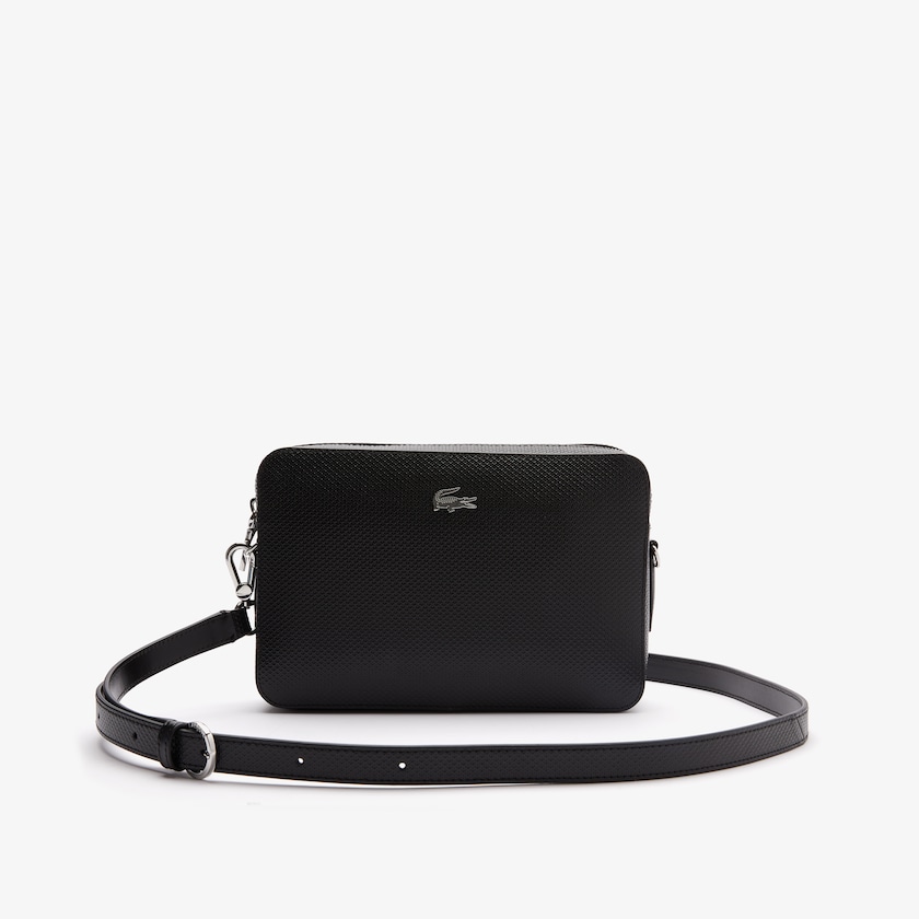 Bolsas Pretas Feminino Lacoste Chantaco Detachable-Strap Premium Piqué Leather Bag NC9-41874O9