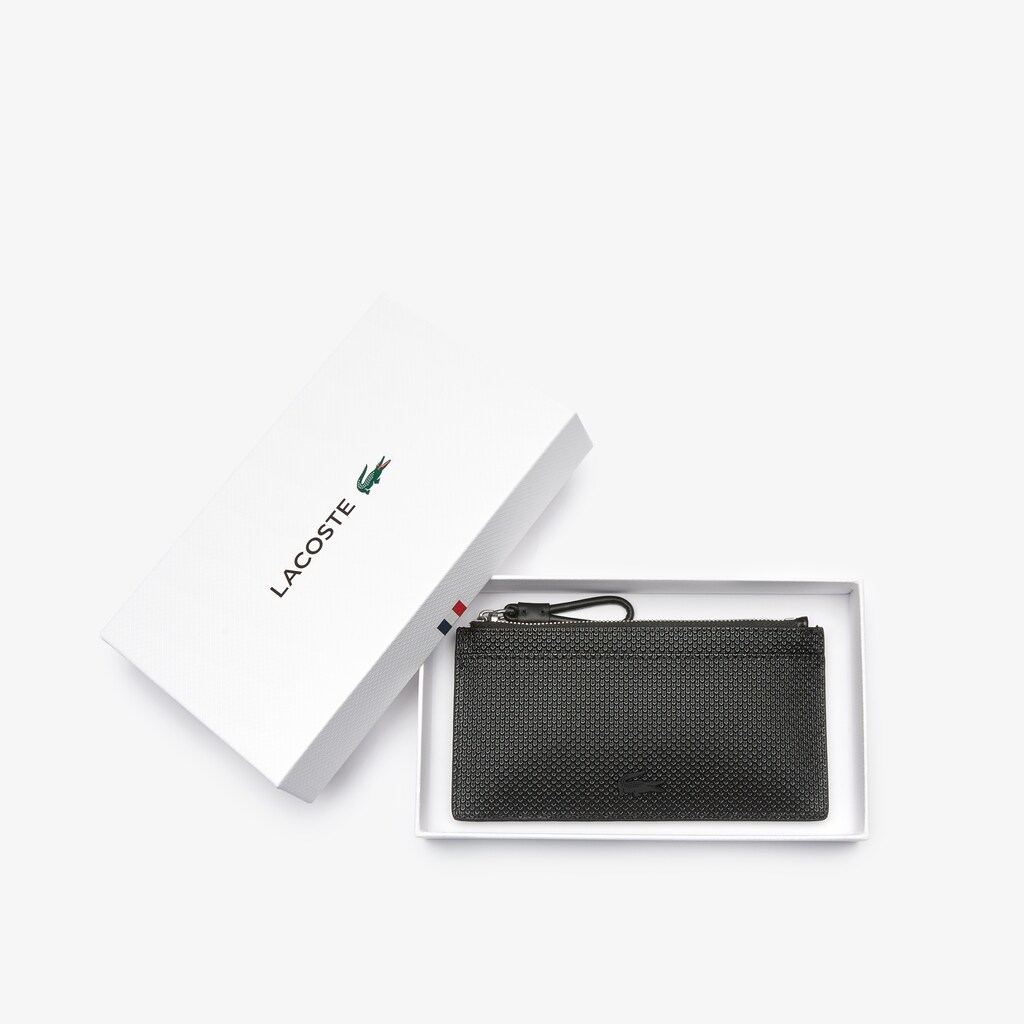 Bolsas Pretas Feminino Lacoste Chantaco Large Piqué Leather Zip Cardholder SR4-41294D4