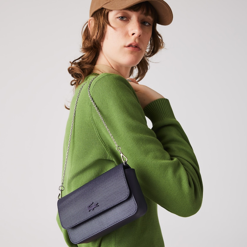 Bolsas Azul Marinho Escuro Feminino Lacoste Chantaco Matte Piqué Leather Flap Belt Bag WX6-82588O6