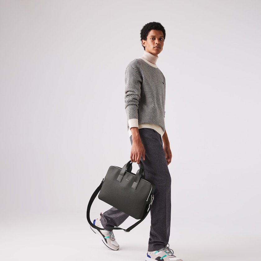 Bolsas Pretas Masculino Lacoste Chantaco Matte Piqué Leather Computer Bag ZB8-84038N6