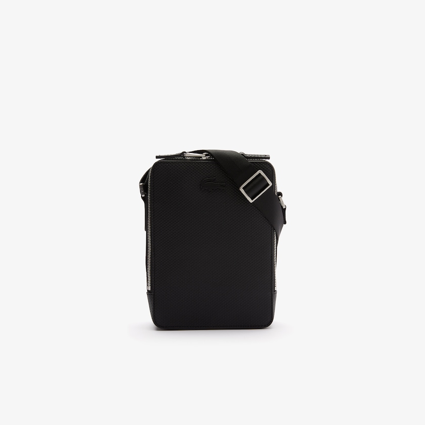 Bolsas Pretas Masculino Lacoste Chantaco Matte Stitched Leather Vertical Camera Bag OW0-24772Y1