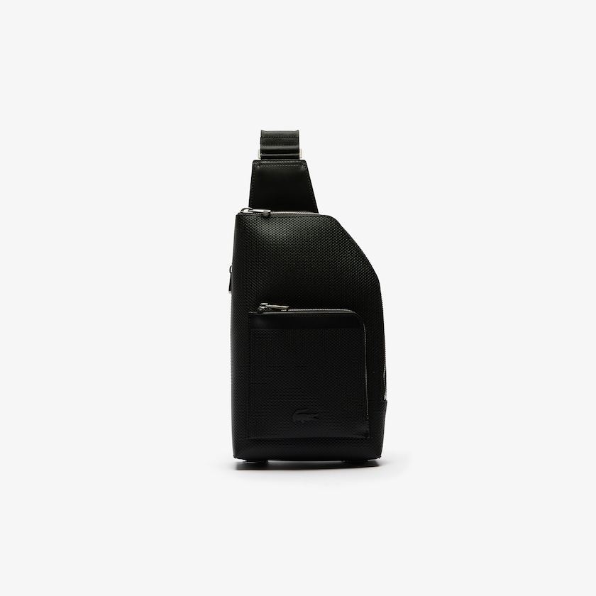 Bolsas Pretas Masculino Lacoste Chantaco Piqué Leather Zip Crossbody Bag TO3-07220P3