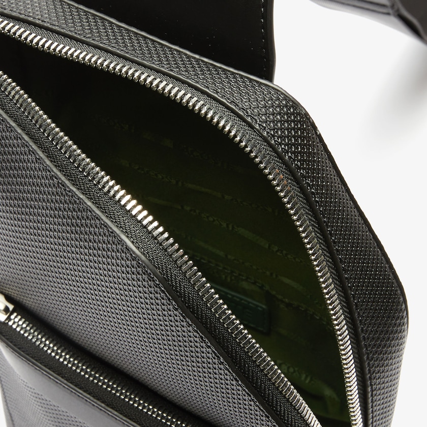 Bolsas Pretas Masculino Lacoste Chantaco Piqué Leather Zip Crossbody Bag TO3-07220P3
