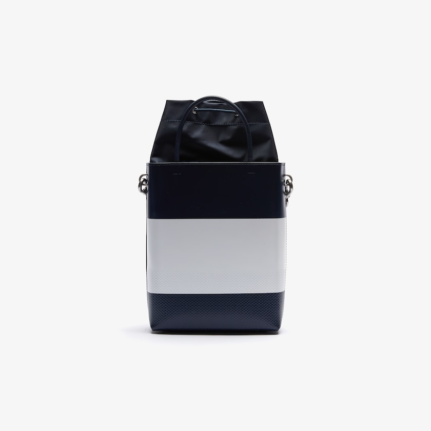 Bolsas Azul Marinho Branco Vermelhas Feminino Lacoste Chantaco Rectangular Color Blocked Piqué Leather Bucket Bag EE0-41664I5