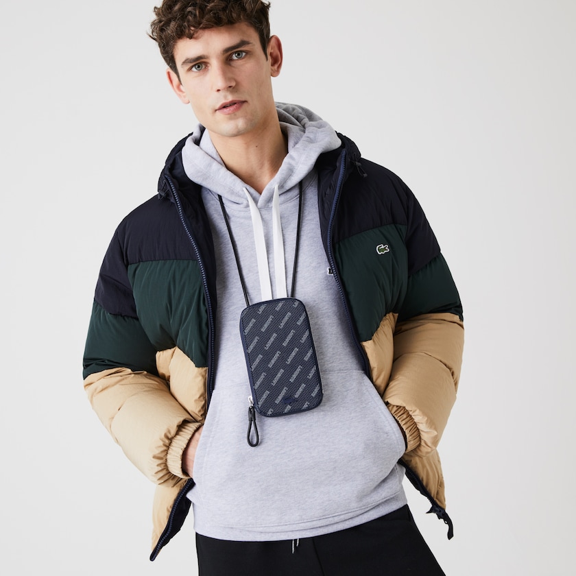 Bolsas Azul Marinho Azuis Branco Pretas Masculino Lacoste Chantaco Signature Piqué Leather Smartphone Neck Pouch HP4-15821A6