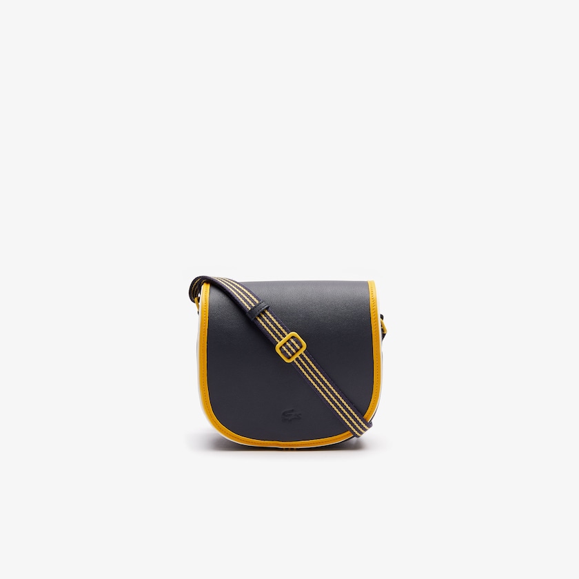 Bolsas Pretas Amarelas Feminino Lacoste Court Line Contrast Piping Small Hobo Bag QQ2-91589U3