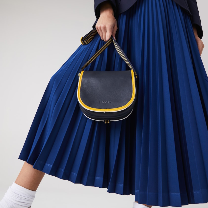 Bolsas Pretas Amarelas Feminino Lacoste Court Line Contrast Piping Small Hobo Bag QQ2-91589U3