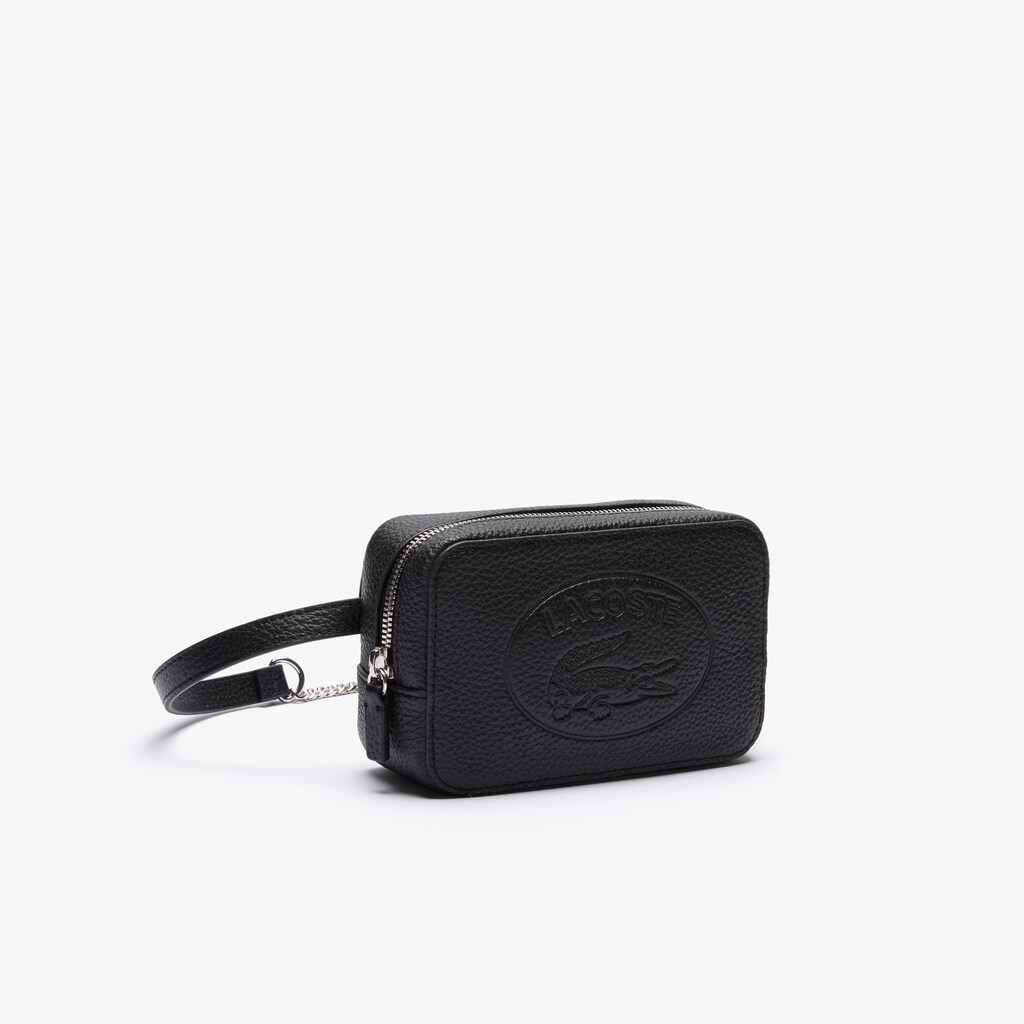 Bolsas Pretas Feminino Lacoste Croco Crew Embossed Logo Grained Leather Belt Bag NY3-45884O3