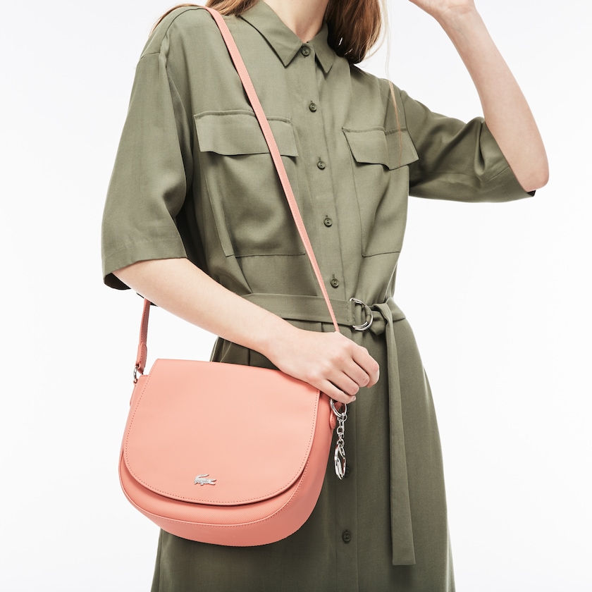 Bolsas Rosa Feminino Lacoste Daily Classic Coated Piqué Canvas Round Crossover Bag BB5-33093P9