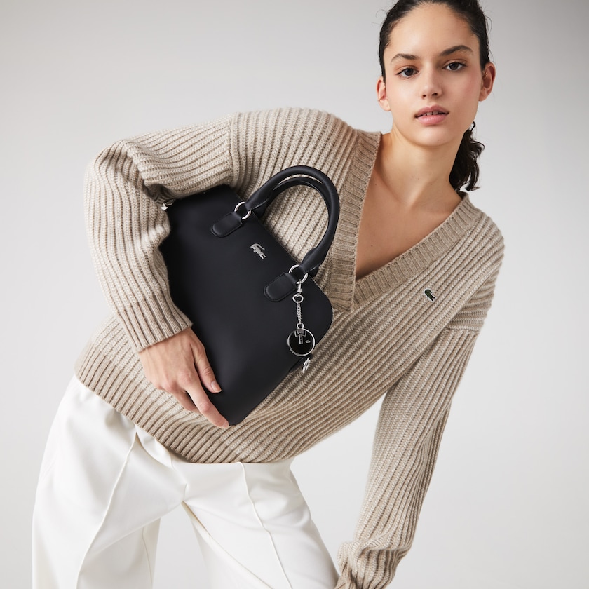 Bolsas Pretas Feminino Lacoste Daily Classic Coated Piqué Canvas Bugatti Bag LW8-22312F7