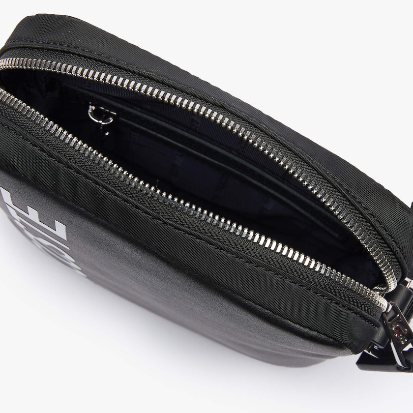 Bolsas Pretas Branco Masculino Lacoste L.12.12 Signature Leather Cross Body Bag KB5-52835G2